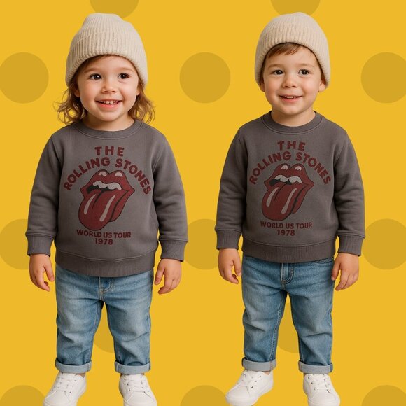 🎶 The Rolling Stones Toddler Sweatshirt – Vintage Rock Band Graphic Crewneck 3T - Picture 1 of 6